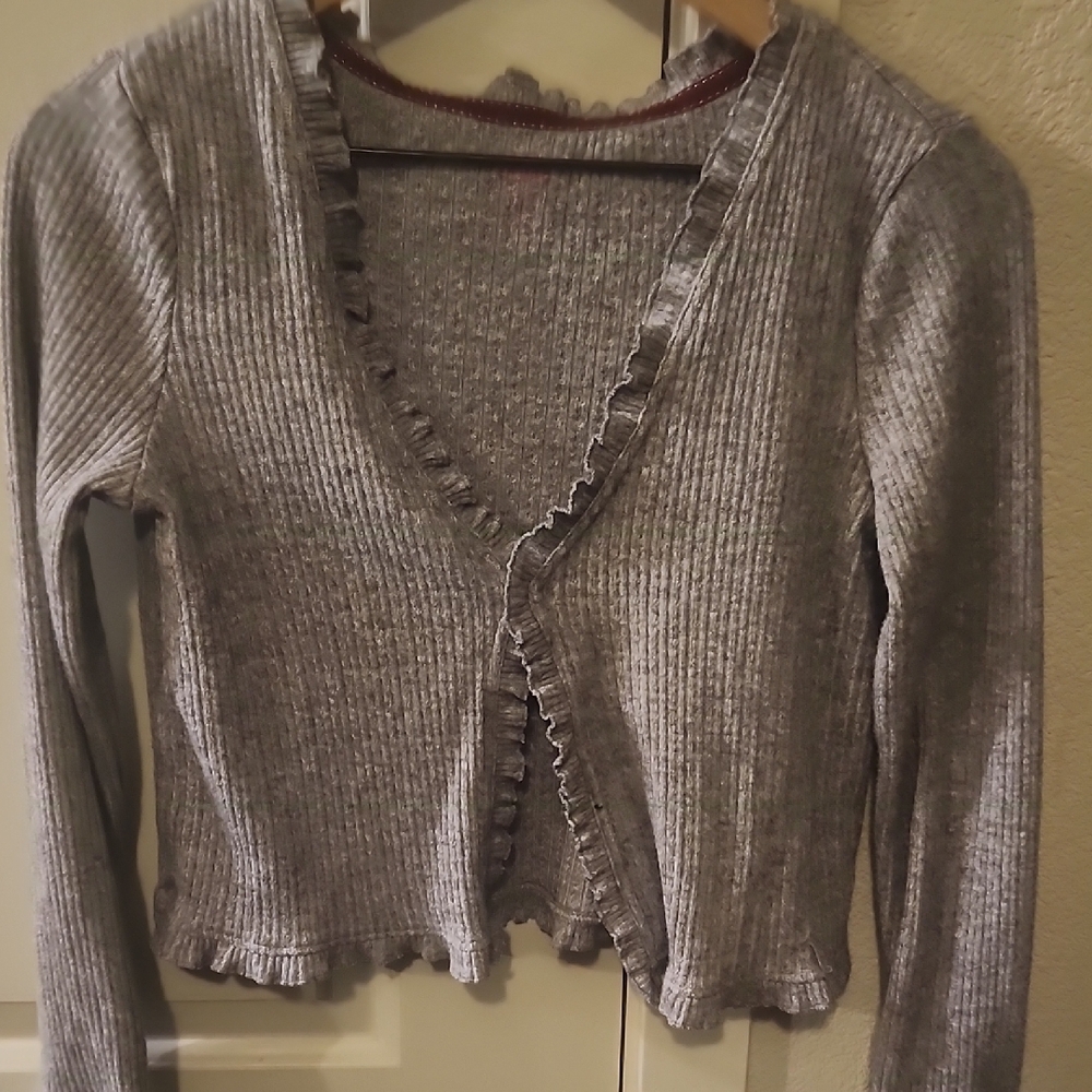 Gray Ruffled Girl's Sweater - Picture 5 of 5